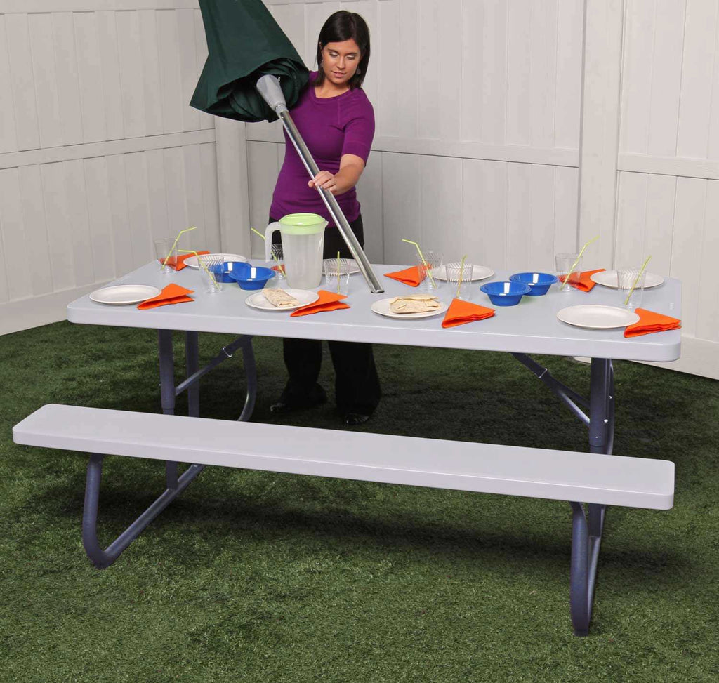Folding Picnic Table 6 Feet White Granite C20687