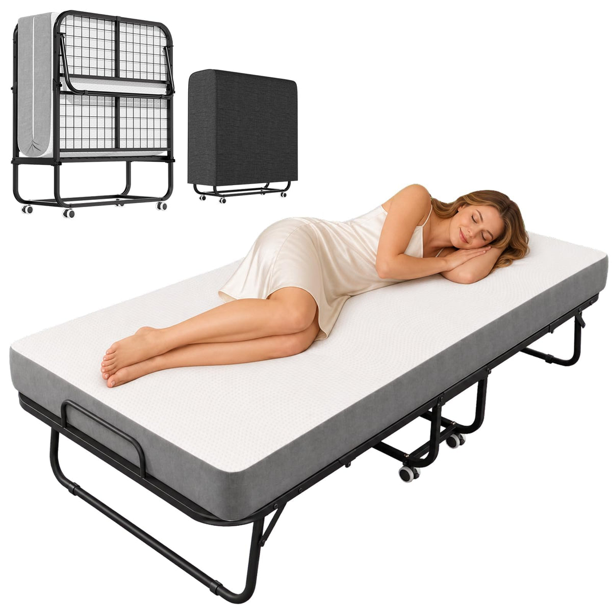 Folding Bed with Mattress Z925051