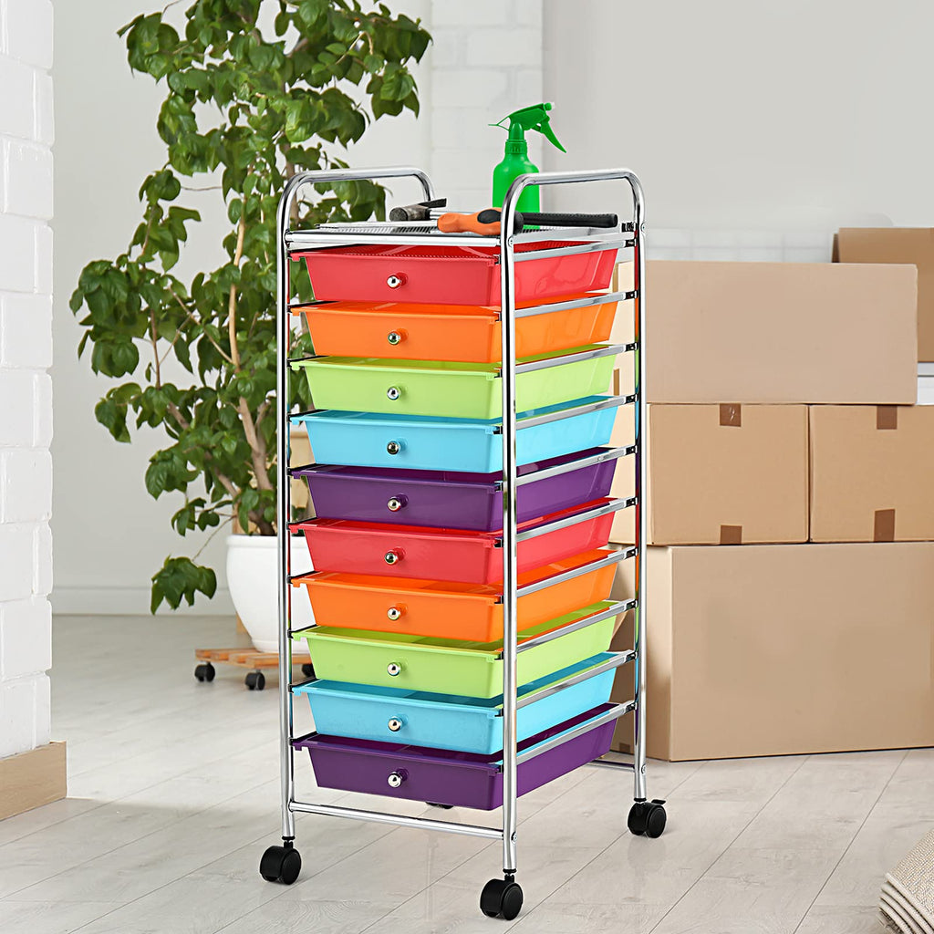10 Drawer Rolling Cart with Lockable Wheels U73493