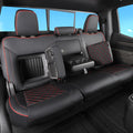 Faux Leather Seat Covers Full Set Black with Red Trim V258