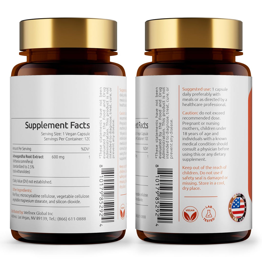 Ashwagandha Root Extract 600mg 120 Capsules Z941