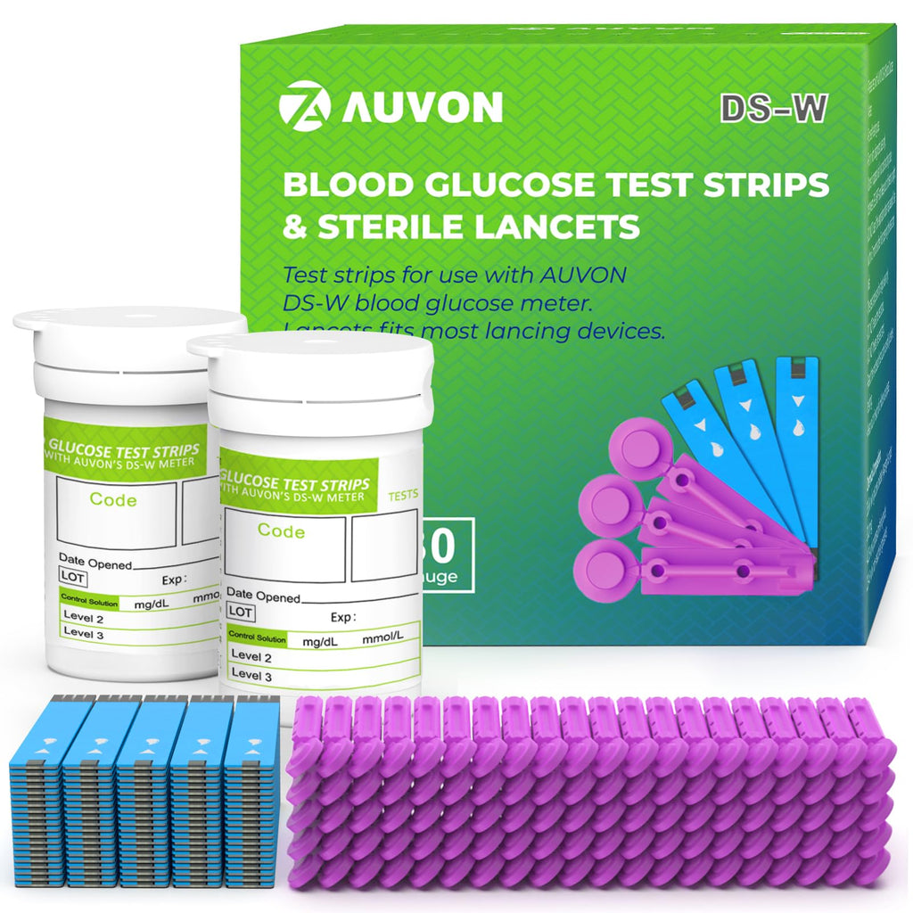 Blood Glucose Test Strips & Lancets Kit, 100 Pack, 30 Gauge H8754