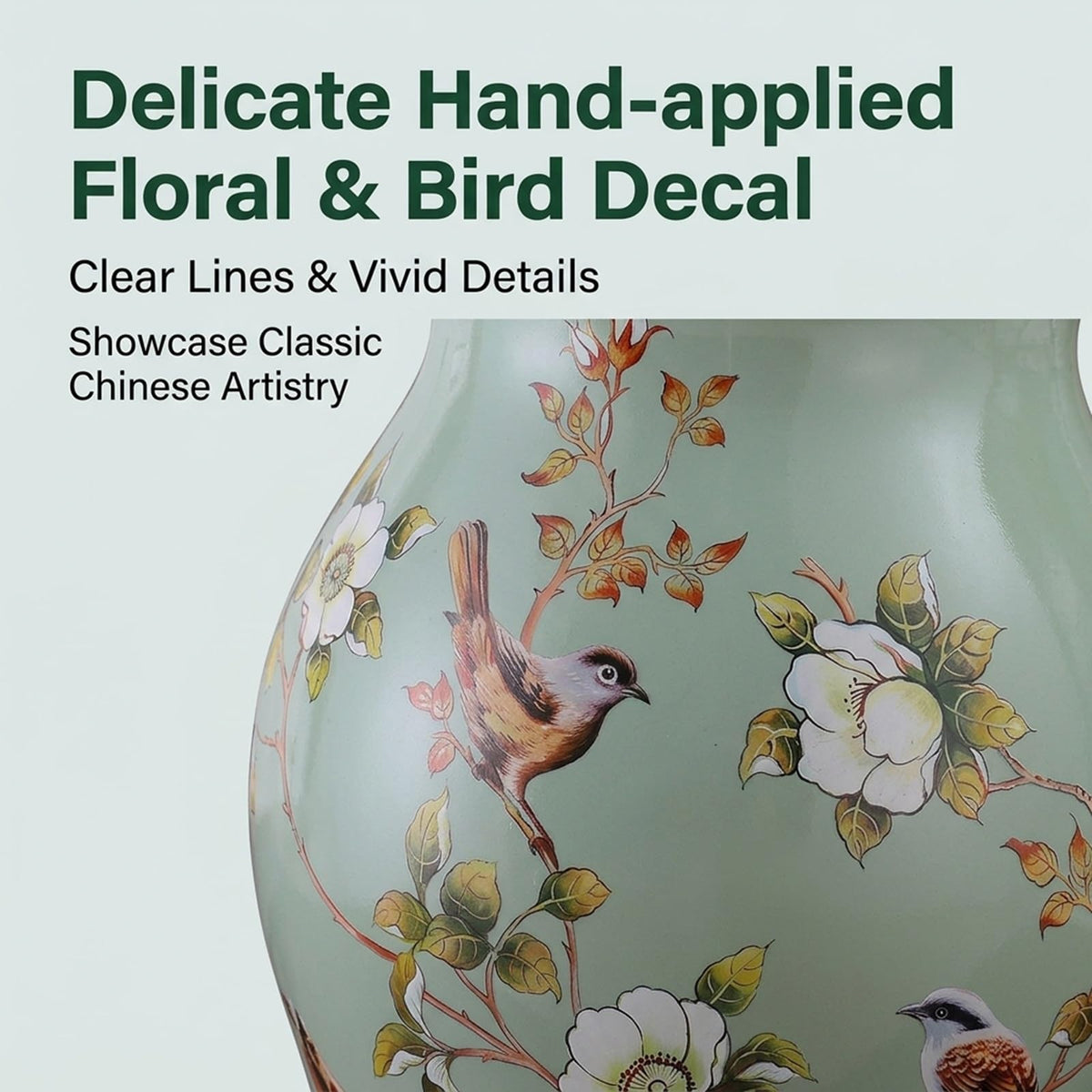 Ceramic Garden Stool Floral Bird Drum Accent Table Teal X37786