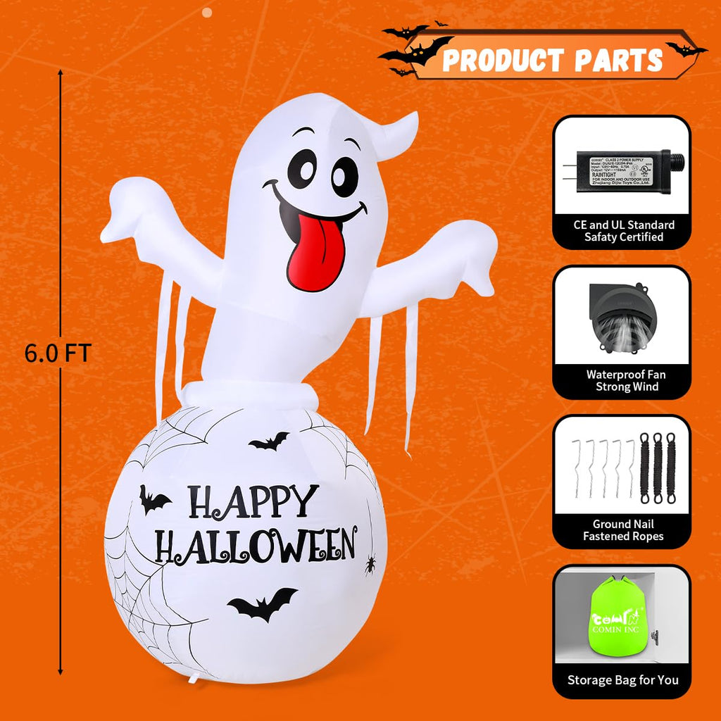 6FT Halloween Inflatables Ghost Yard Decor A5859