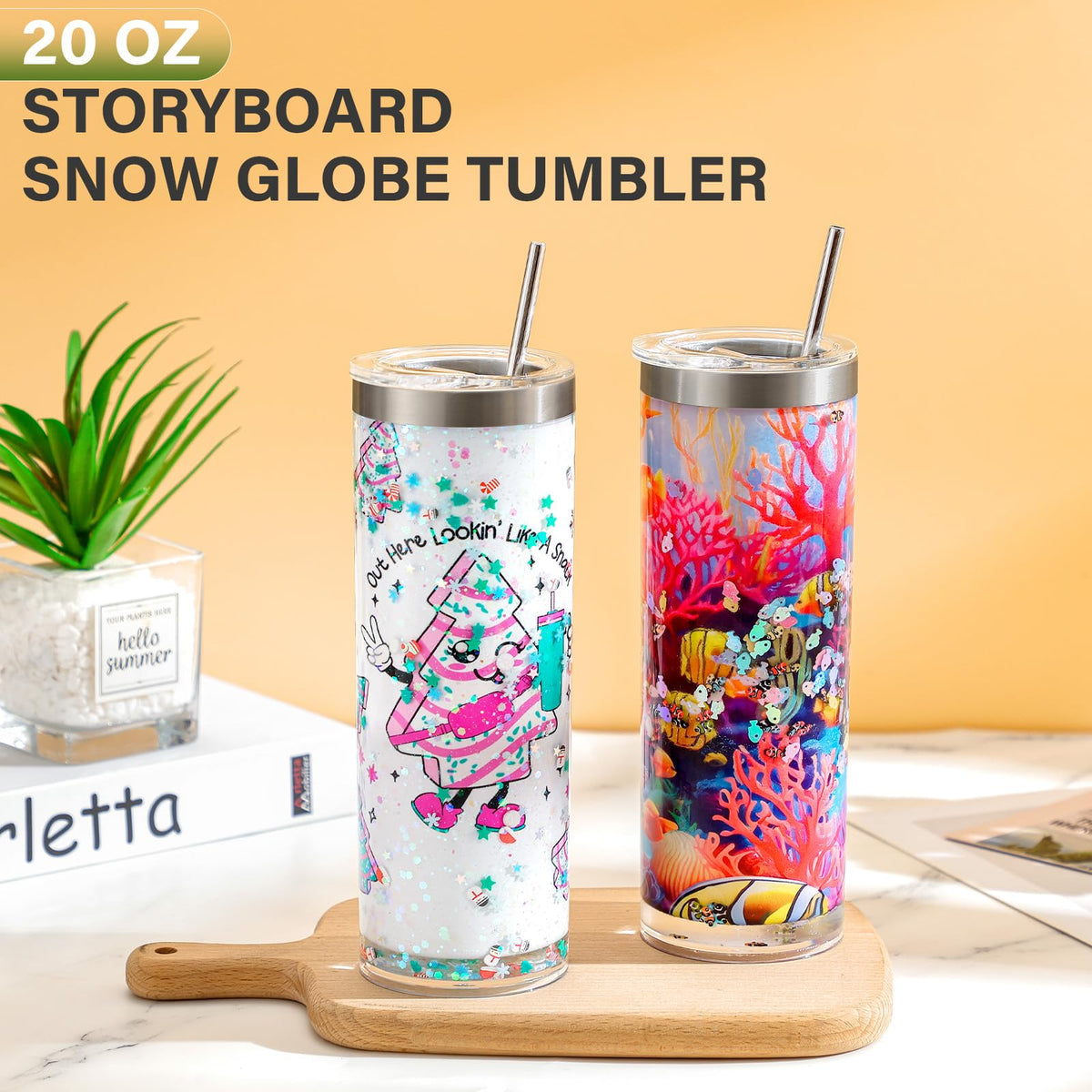 20 Oz Sublimation Snow Globe Tumbler Cup, 6 Pack Q70031