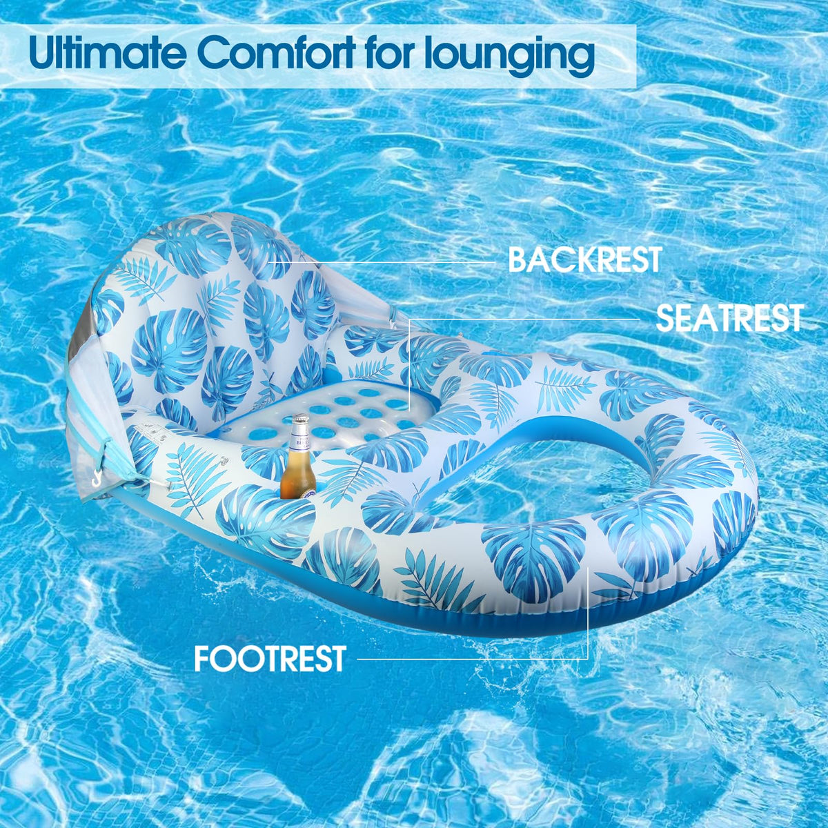 Extra Large Inflatable Pool Lounge Float with Canopy F269419