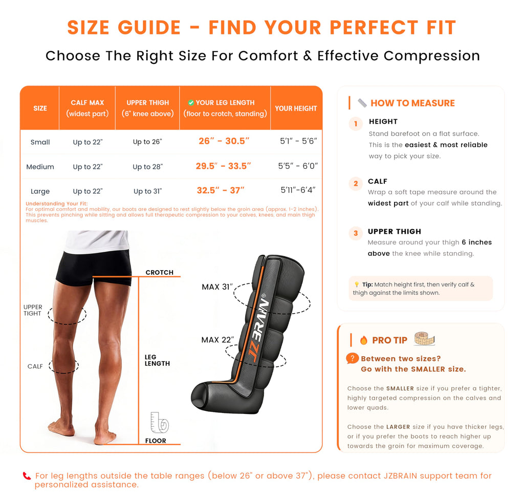 Air Compression Boots Leg Massager with Heat, 6 Modes & 11 Intensities (Large) V488
