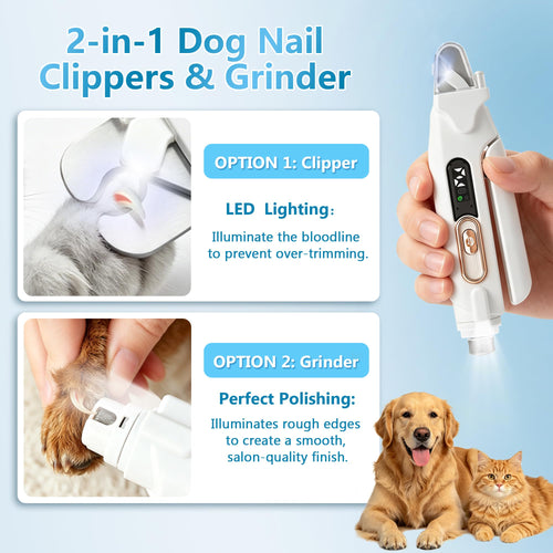 2-in-1 Quiet Electric Pet Nail Clipper & Grinder with Light M533775