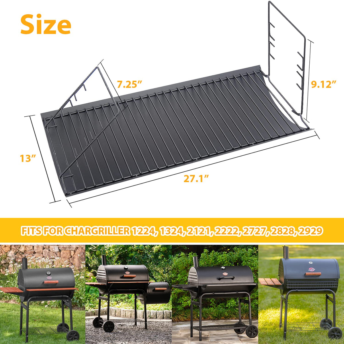27 inch Charcoal Ash Pan Replacement with 2pcs Grate Hanger A248