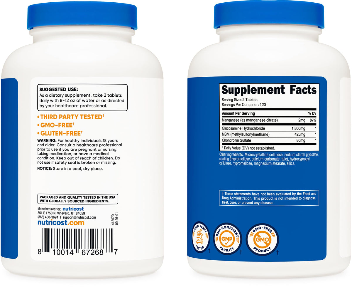 Glucosamine 1800mg with Chondroitin & MSM, 240 Tablets V749891