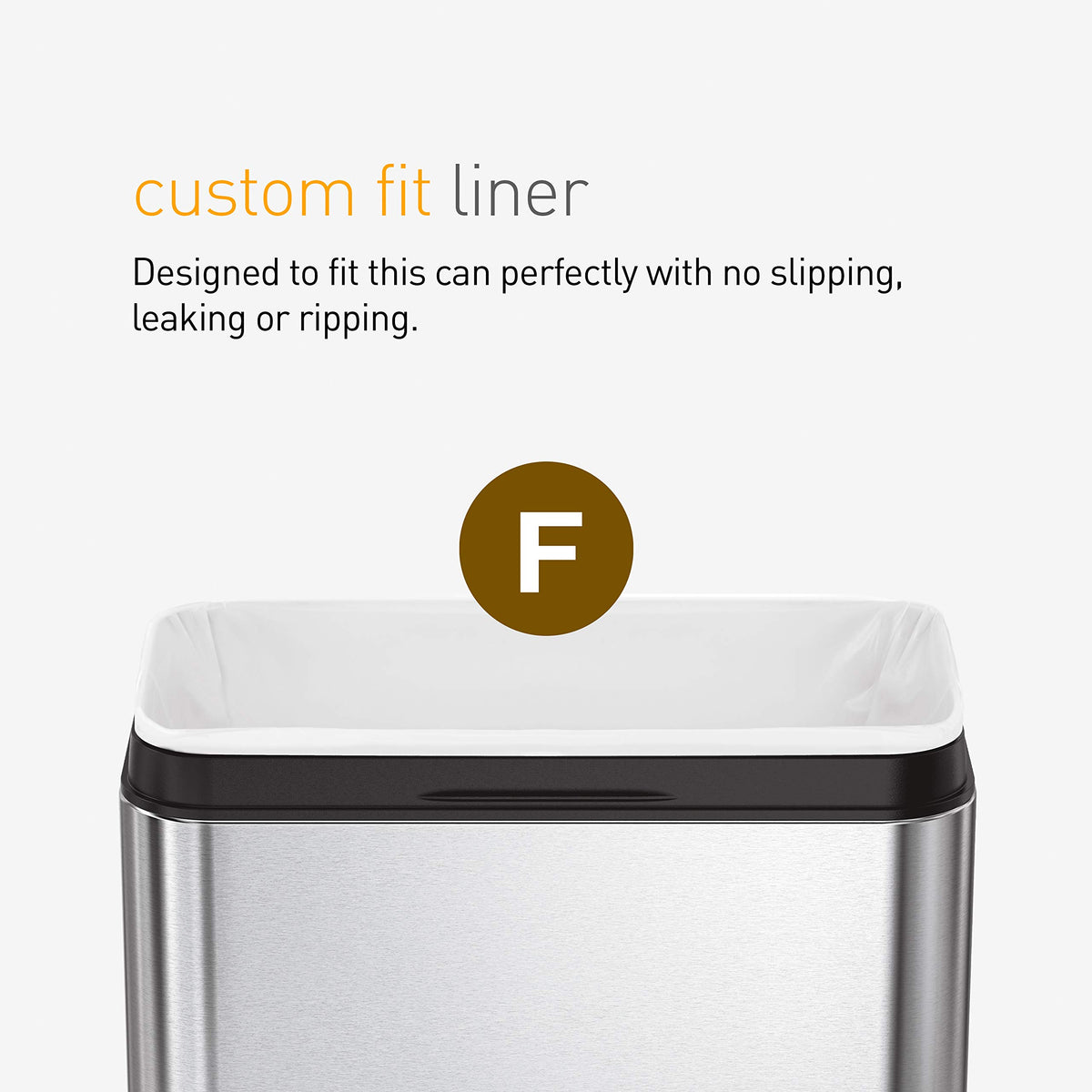 25L Brushed Stainless Steel Slim Open Trash Can R6250