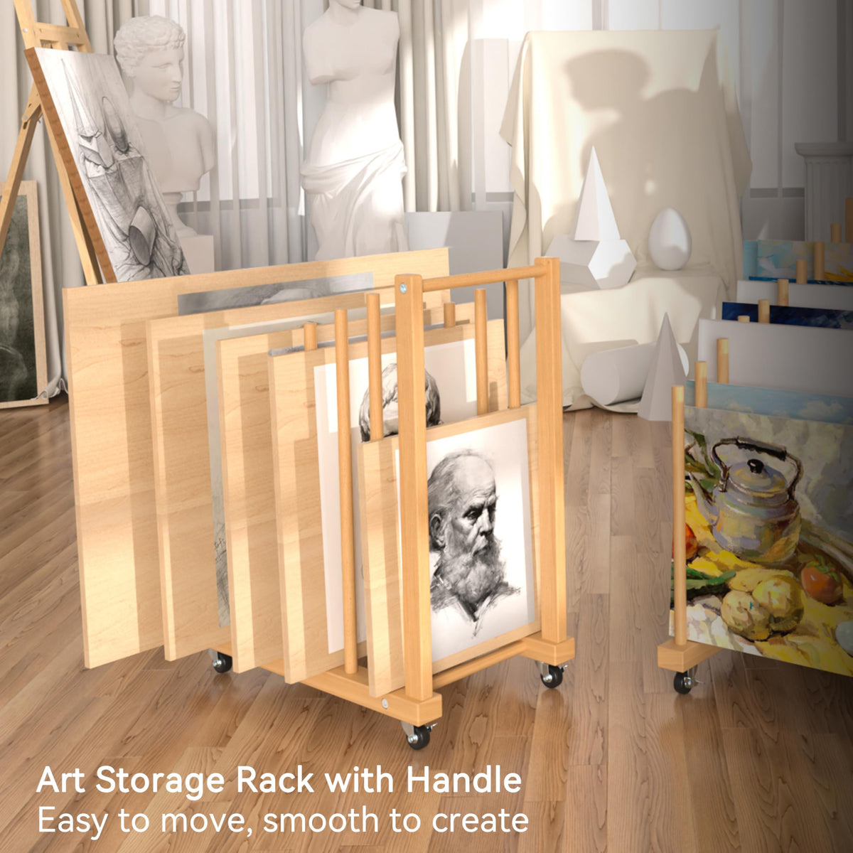 Canvas Storage Rack with Wheels and Handle X577433