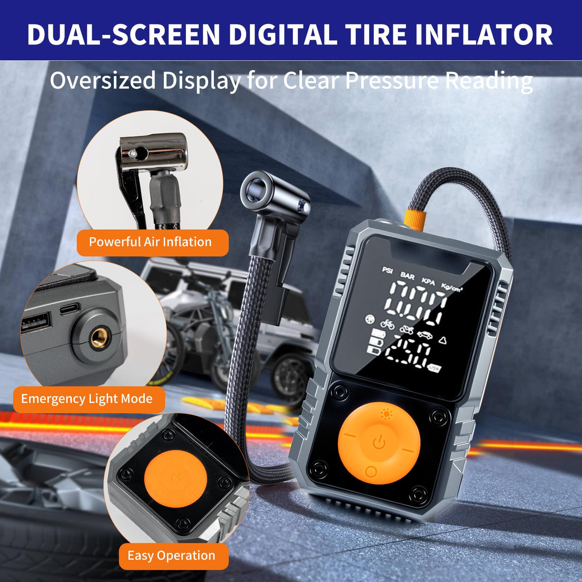 Portable 150PSI Cordless Tire Inflator with Pressure Gauge W52477