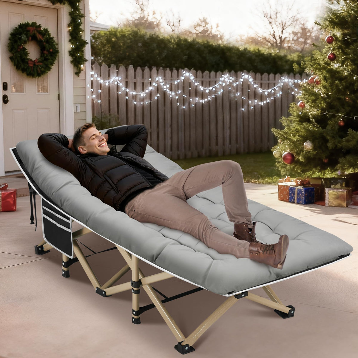 Folding Camping Cot with Mattress and Carry Bag Y286