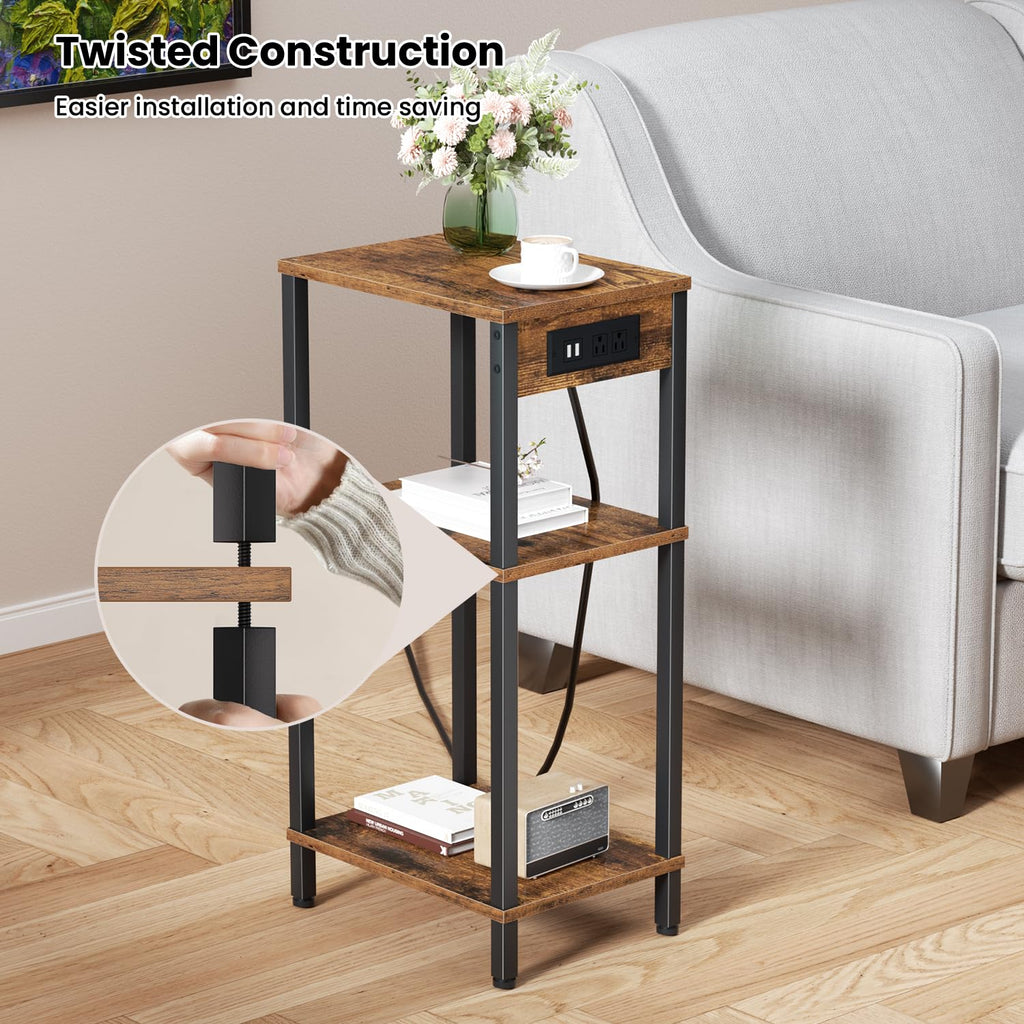 Tall Side Table with Charging Station P275
