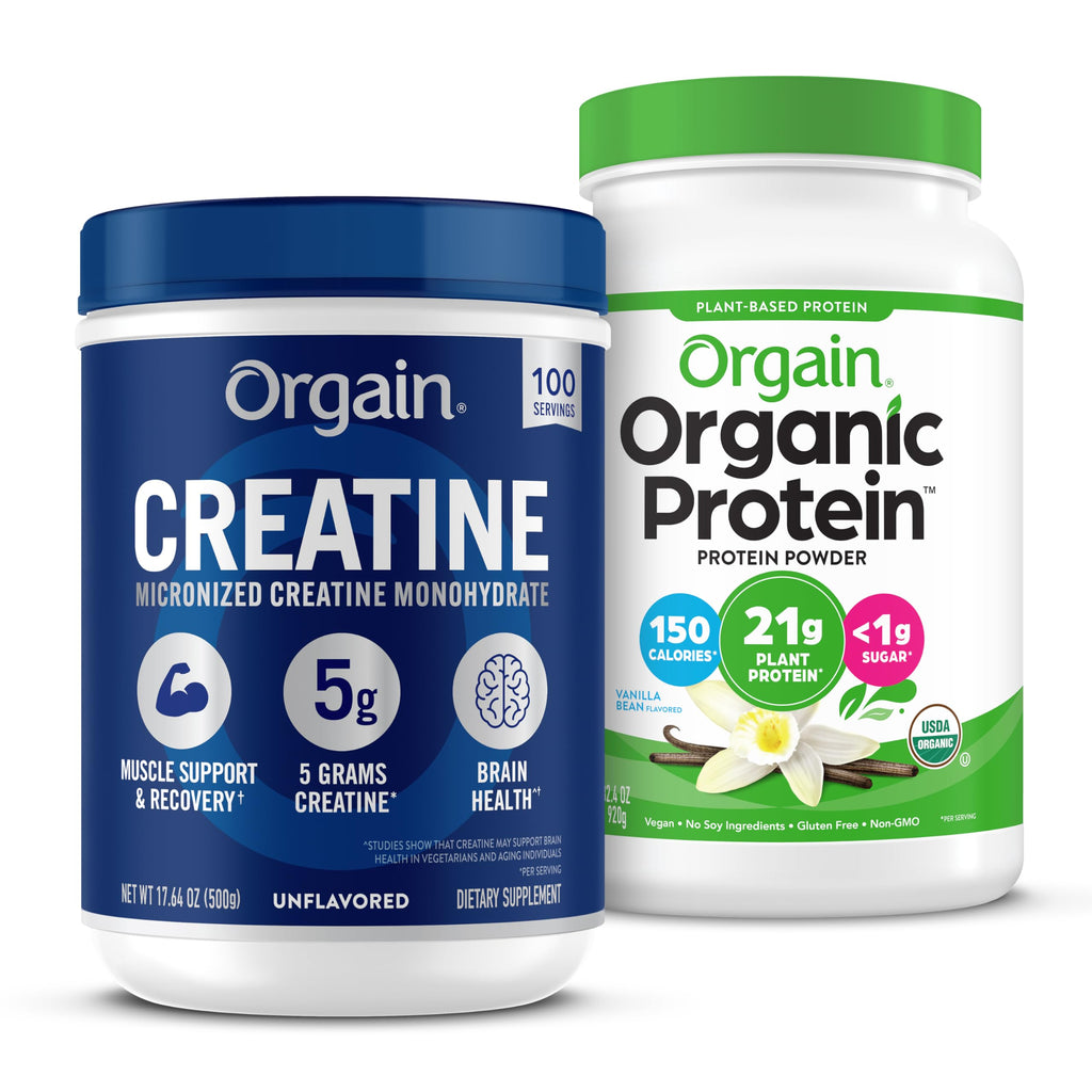 Creatine Monohydrate Powder & Organic Vegan Vanilla Bean Protein Powder Bundle Y176126
