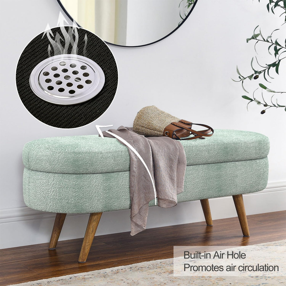 Cyan Boucle Storage Ottoman Bench K2818