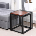 Set of 2 Square Nesting Coffee Table with Metal Frame V685769