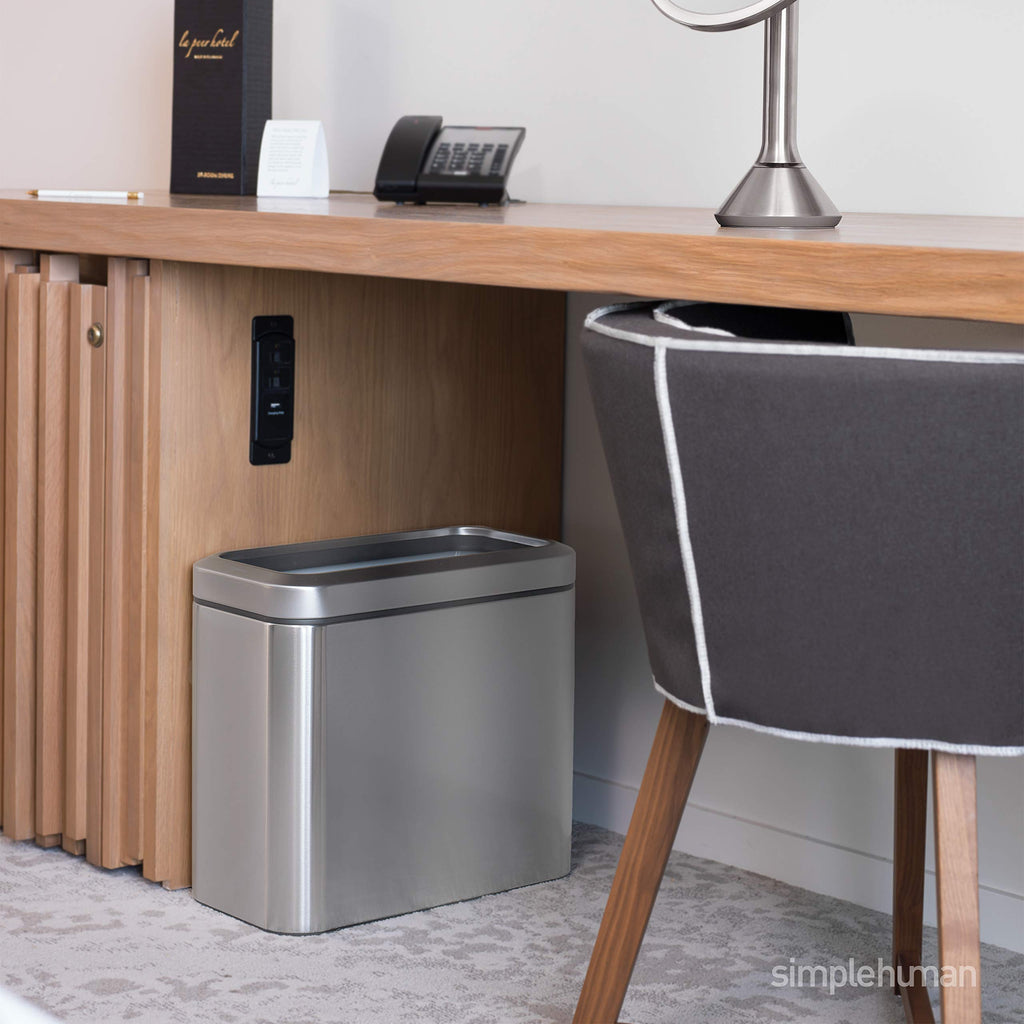 25L Brushed Stainless Steel Slim Open Trash Can R6250