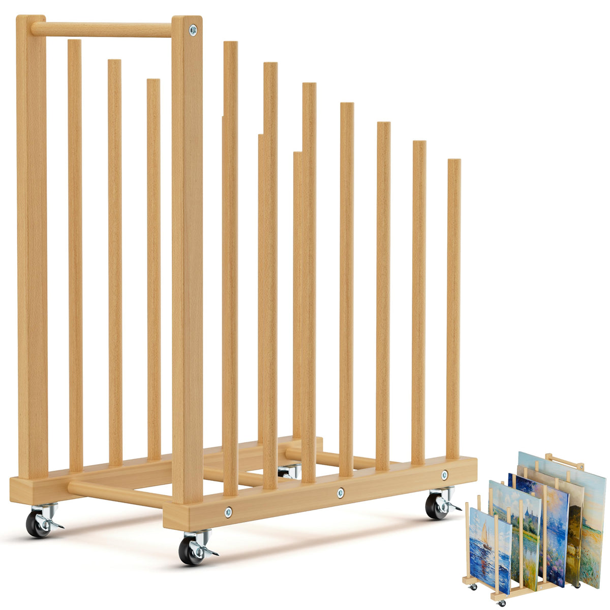 Canvas Storage Rack with Wheels and Handle X577433