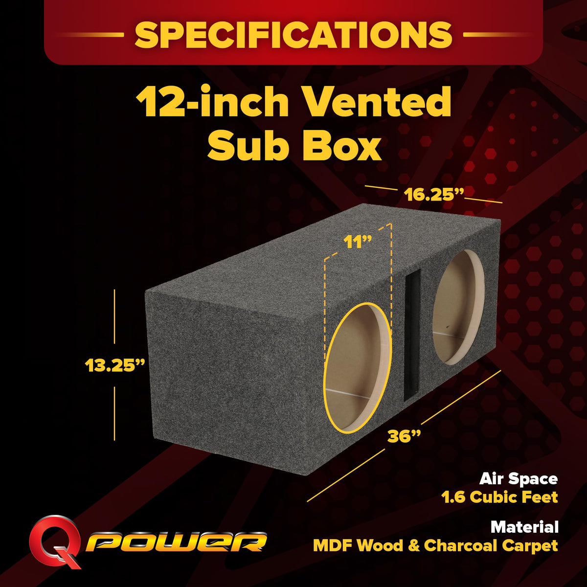 Dual 12" Car Audio Subwoofer Box T505