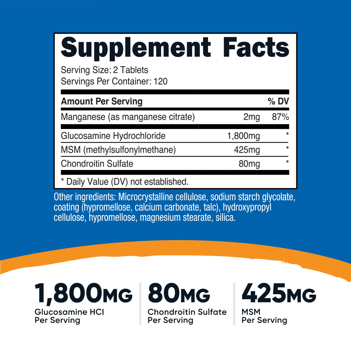 Glucosamine 1800mg with Chondroitin & MSM, 240 Tablets V749891