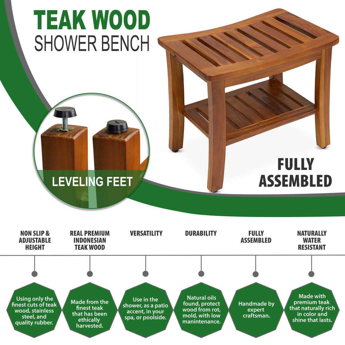Teak Shower Bench & Stool I455