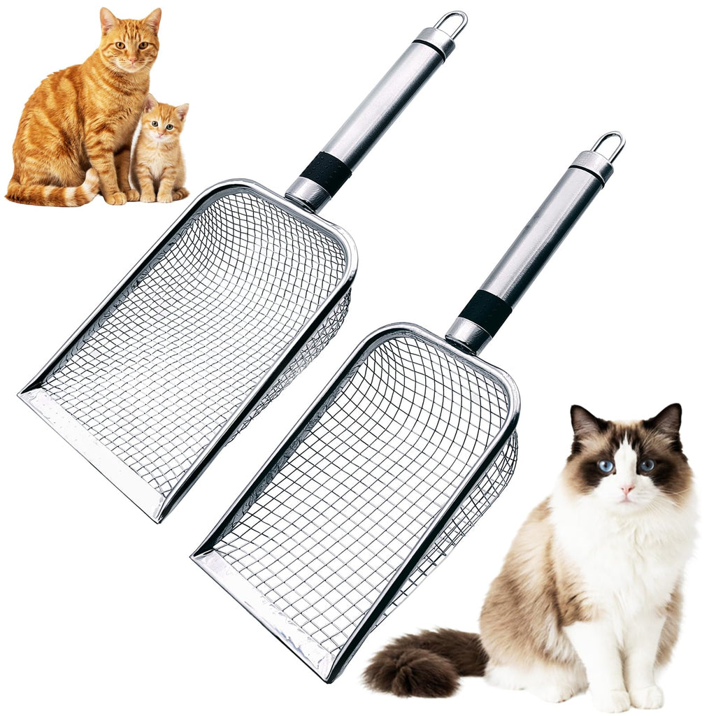 Cat Litter Scoop 2 Pack Stainless Steel Handle Mesh Sifter O481