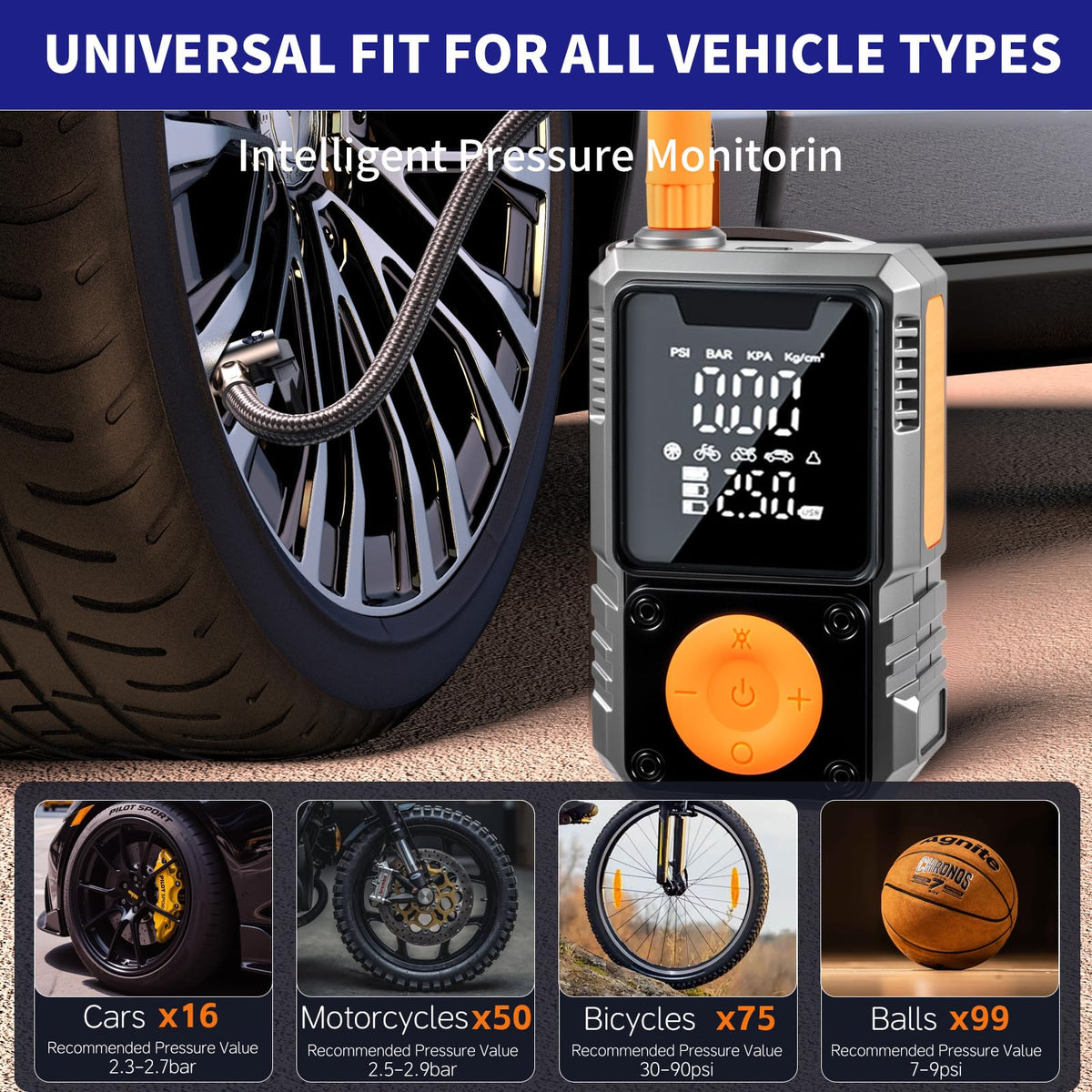 Portable 150PSI Cordless Tire Inflator with Pressure Gauge W52477