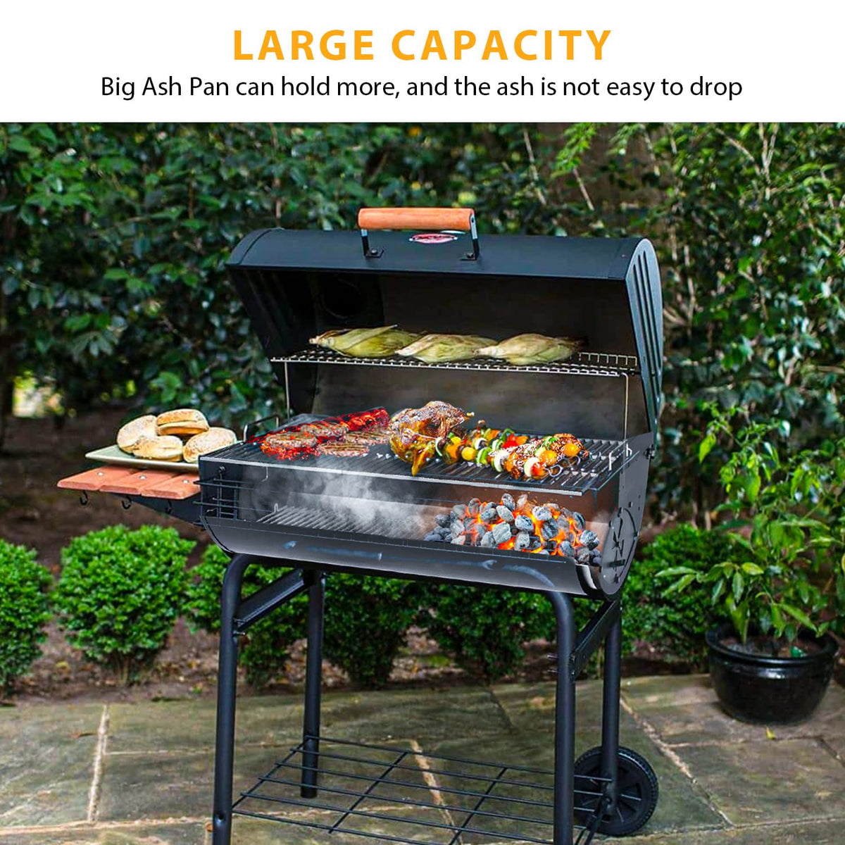 27 inch Charcoal Ash Pan Replacement with 2pcs Grate Hanger A248