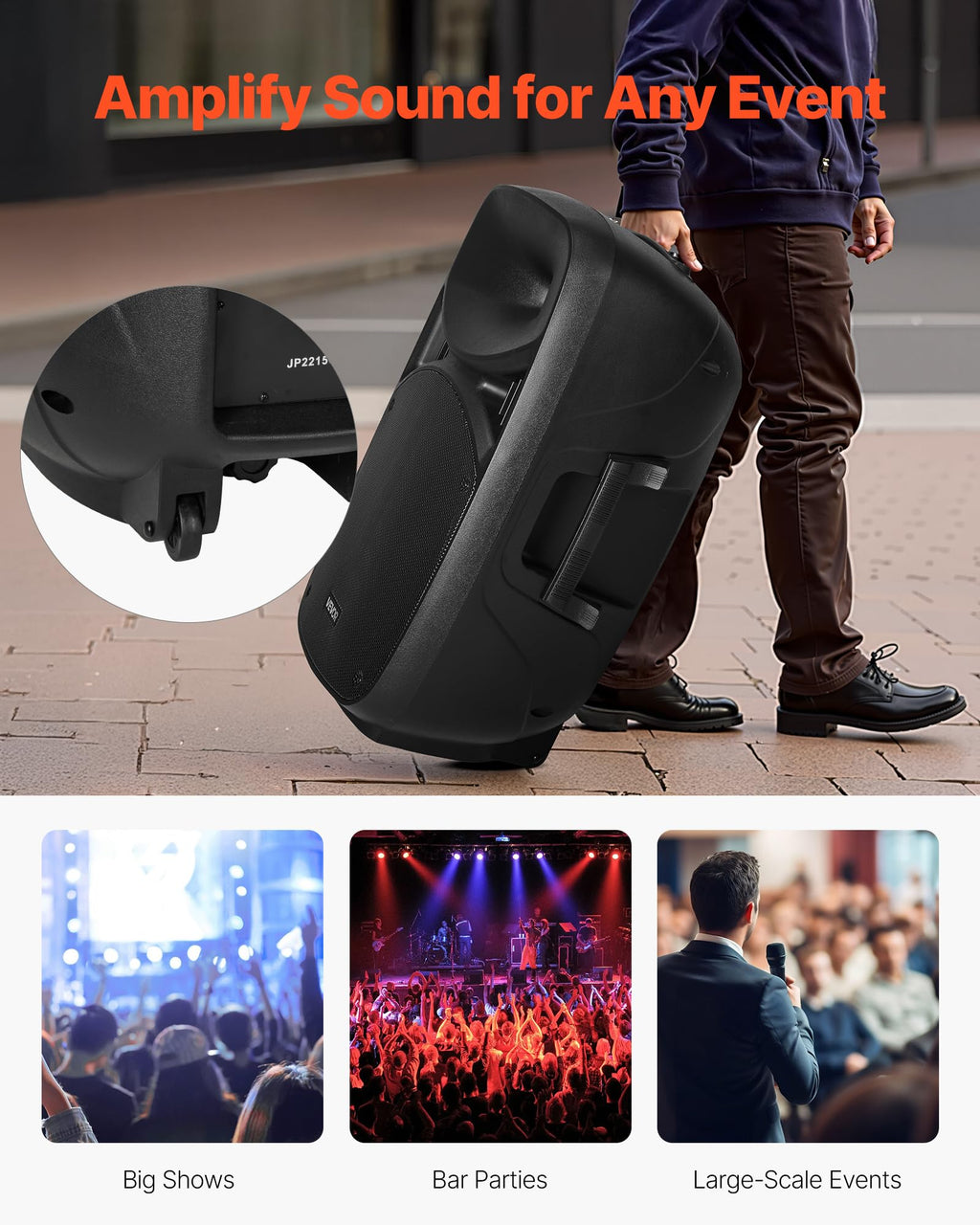 Portable PA System with Dual Speakers and Microphone J1875
