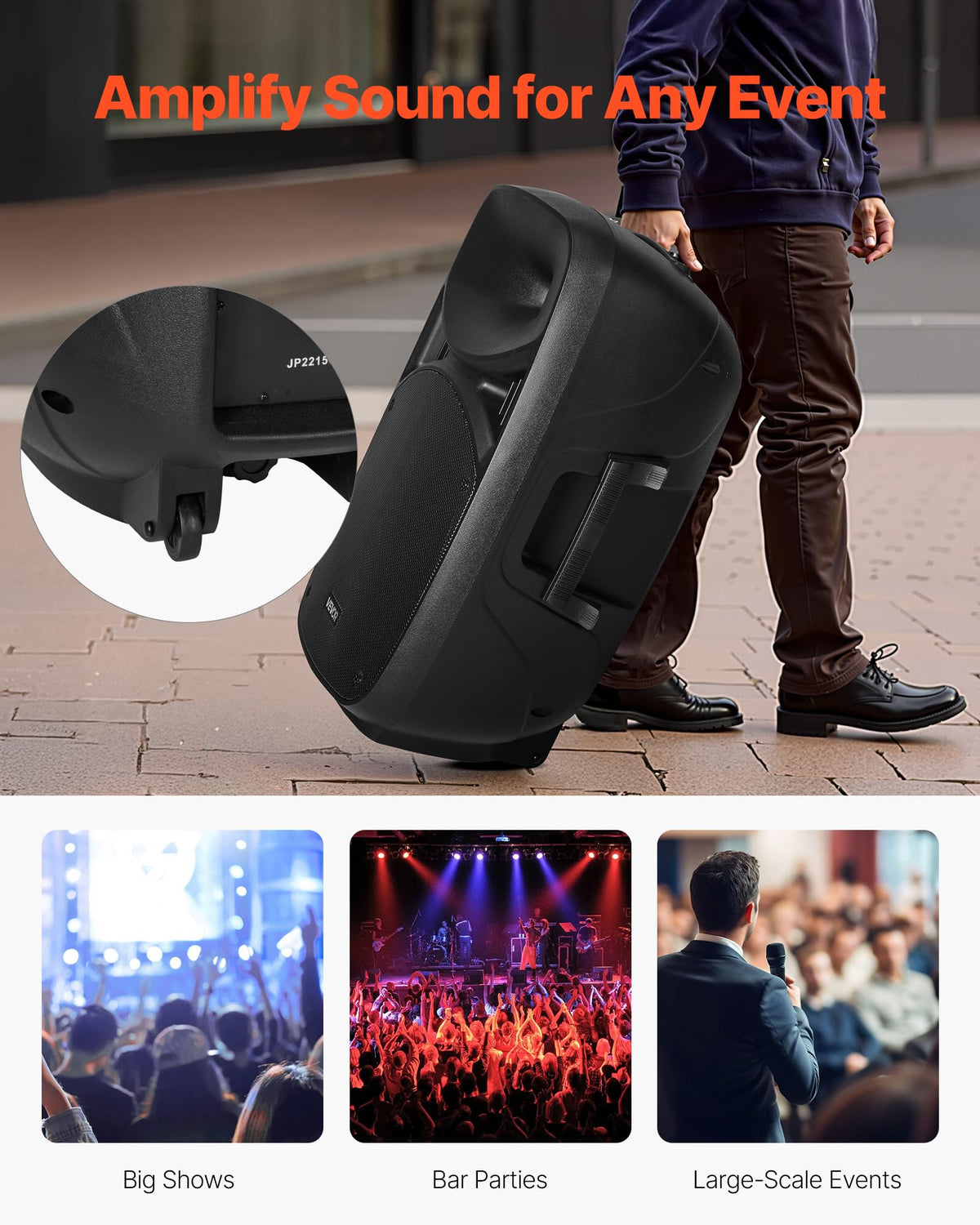 Portable PA System with Dual Speakers and Microphone J1875
