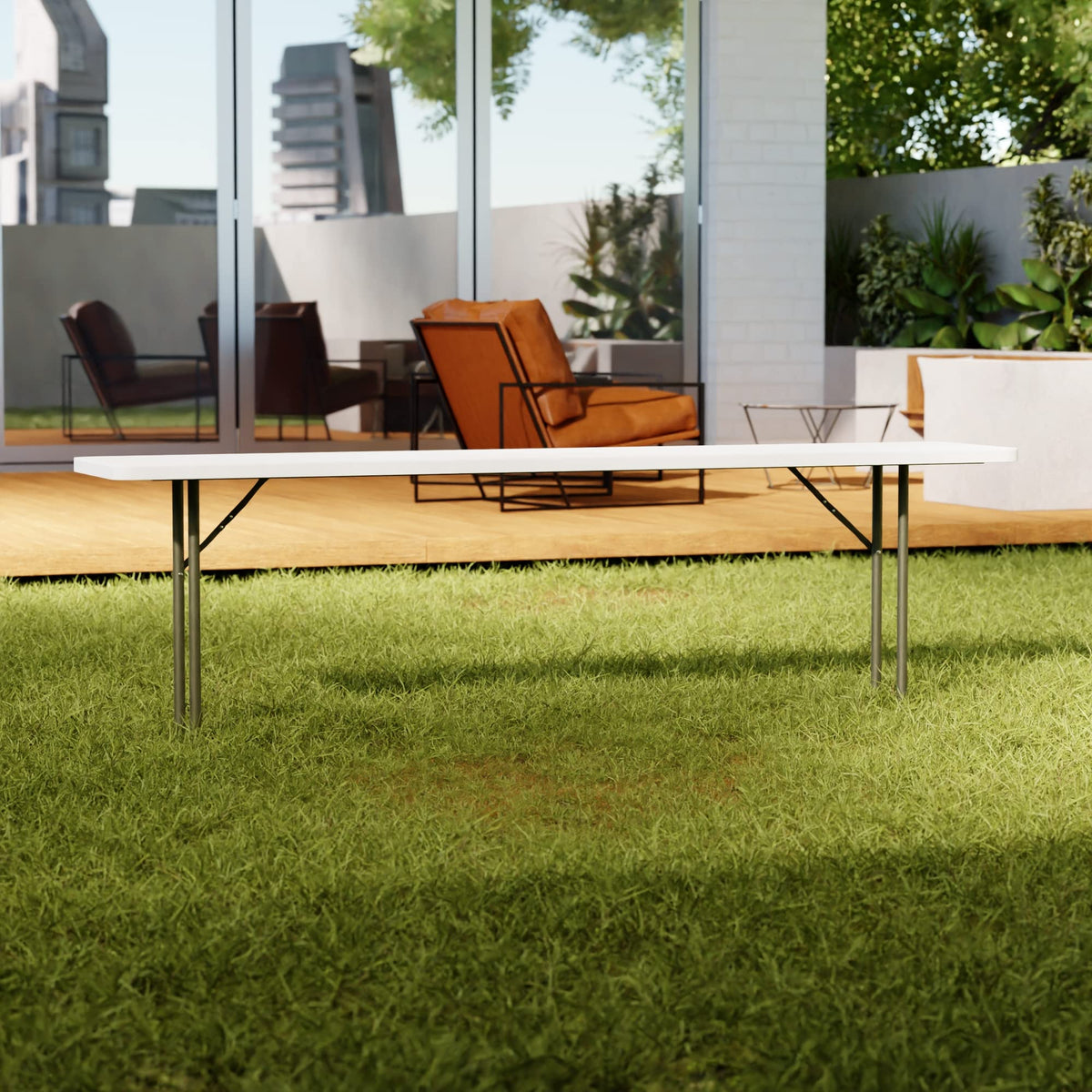 Granite White Heavy-Duty Blow Molded Plastic Folding Table T763