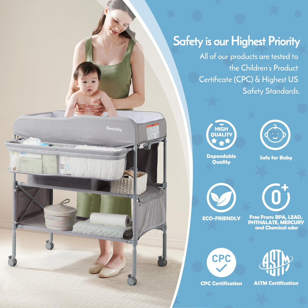 Portable Baby Changing Table with Waterproof Pad J2780