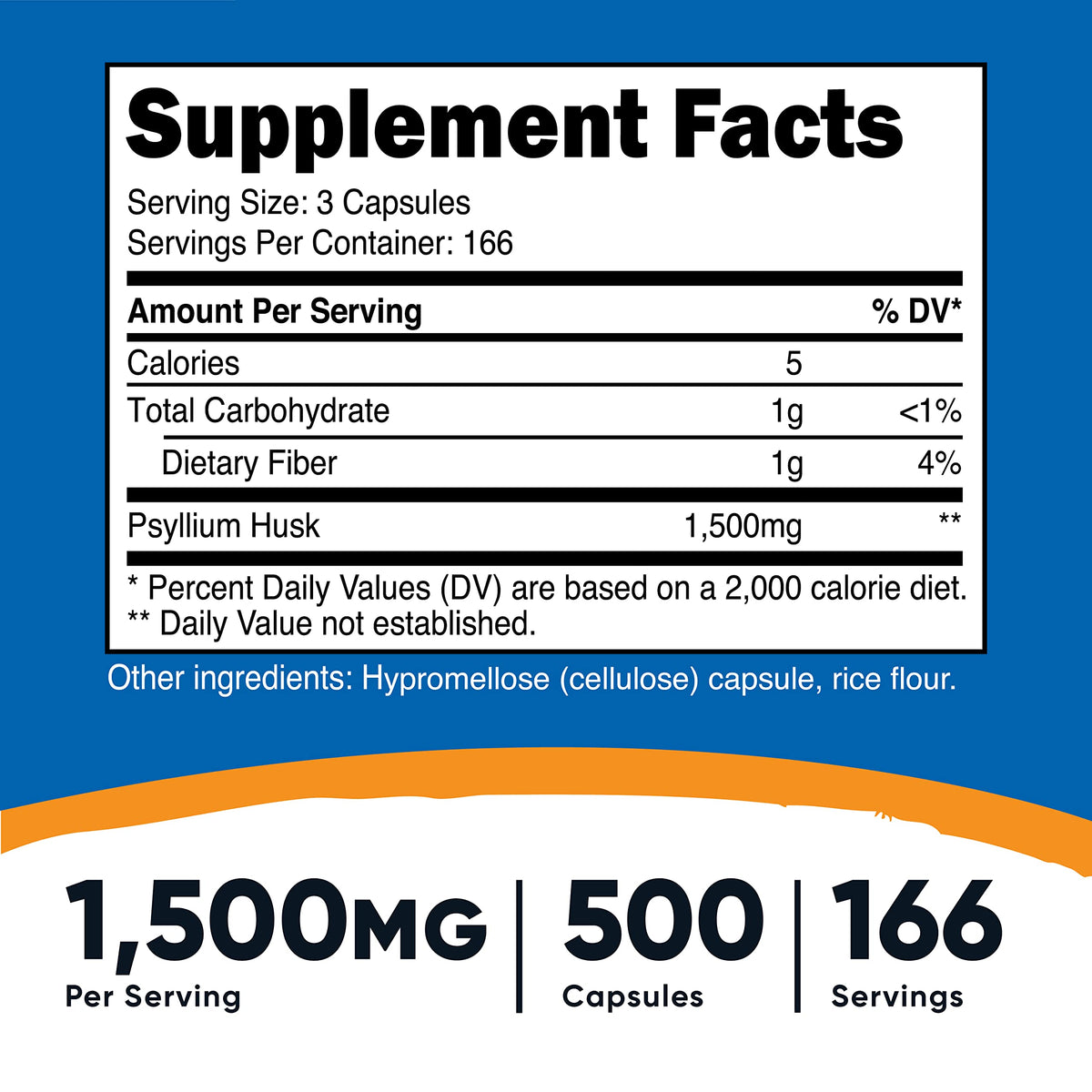 Psyllium Husk 1500mg 500 Capsules 2 Bottles R685