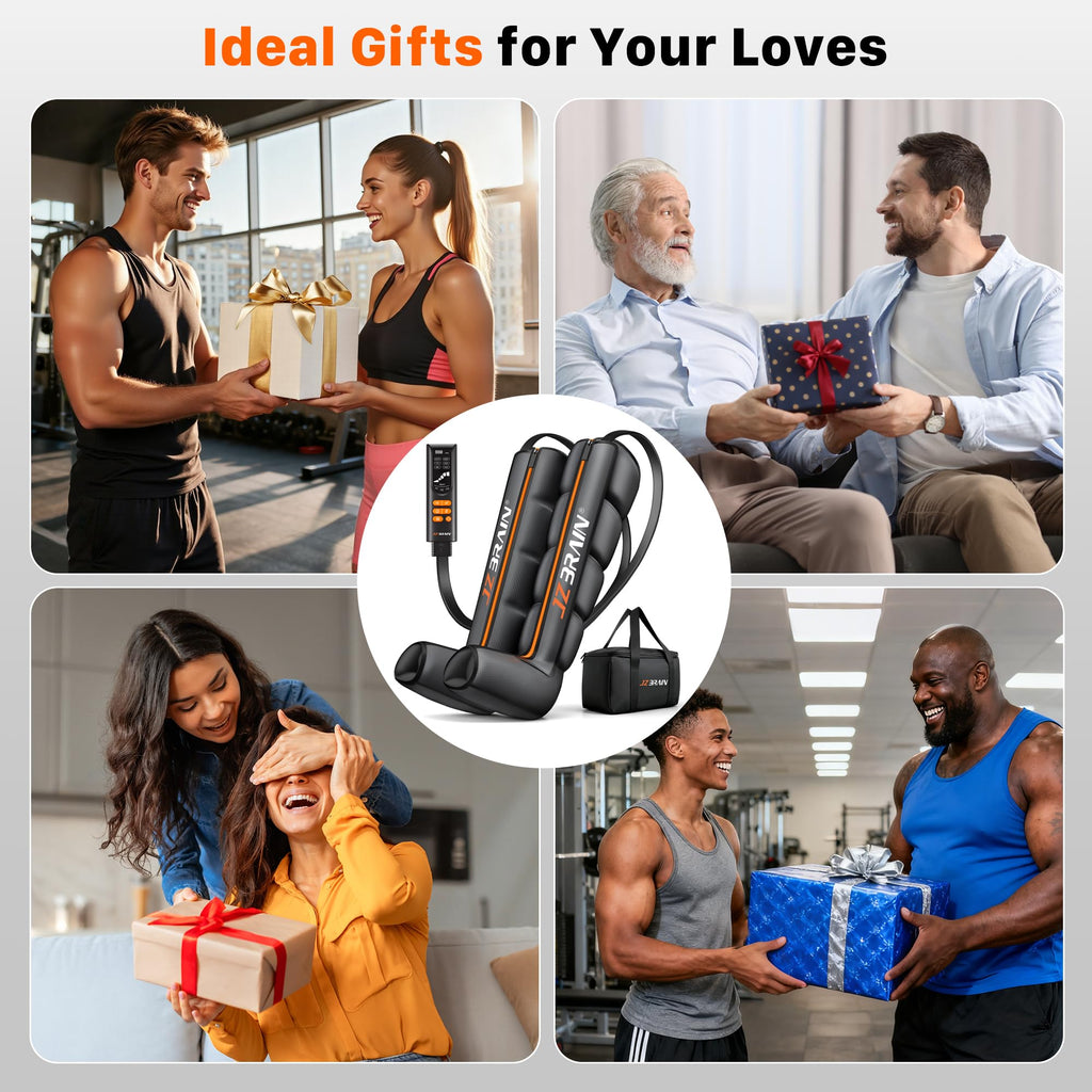 Air Compression Boots Leg Massager with Heat, 6 Modes & 11 Intensities (Large) V488