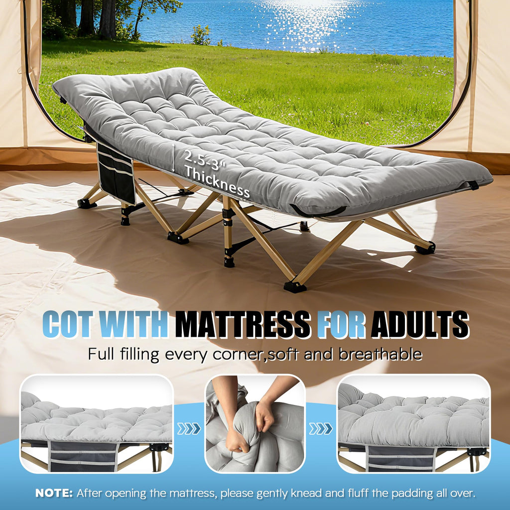 Folding Camping Cot with Mattress and Carry Bag Y286