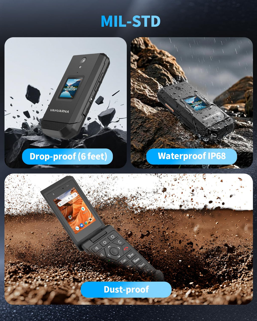Unlocked 4G LTE Rugged Flip Phone I5958