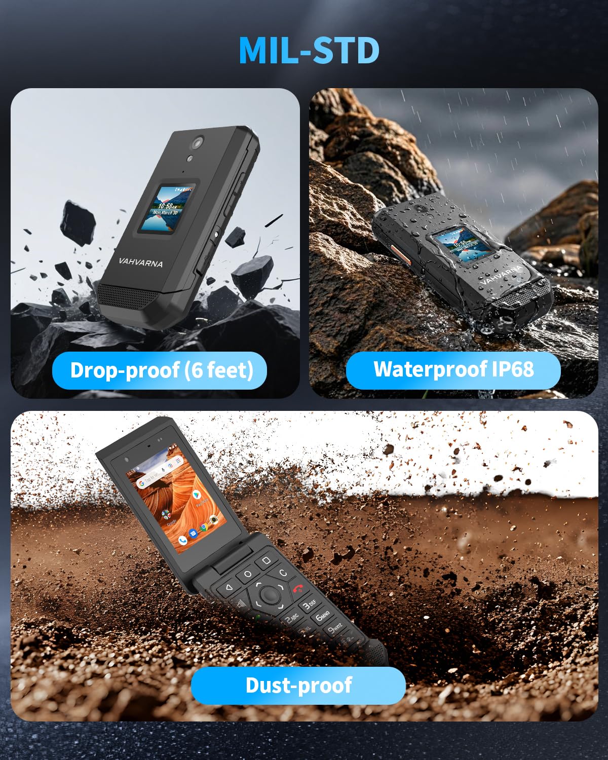 Unlocked 4G LTE Rugged Flip Phone I5958