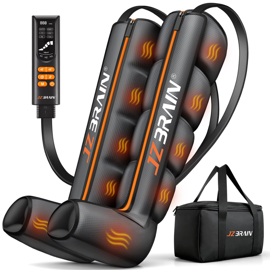 Air Compression Boots Leg Massager with Heat, 6 Modes & 11 Intensities (Large) V488
