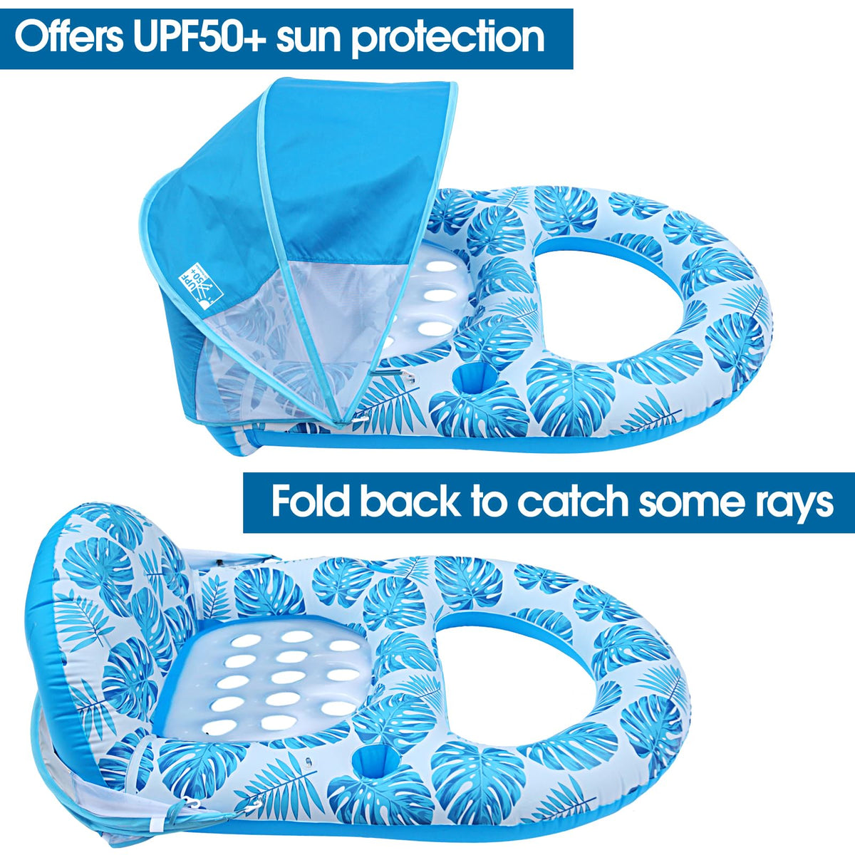 Extra Large Inflatable Pool Lounge Float with Canopy F269419