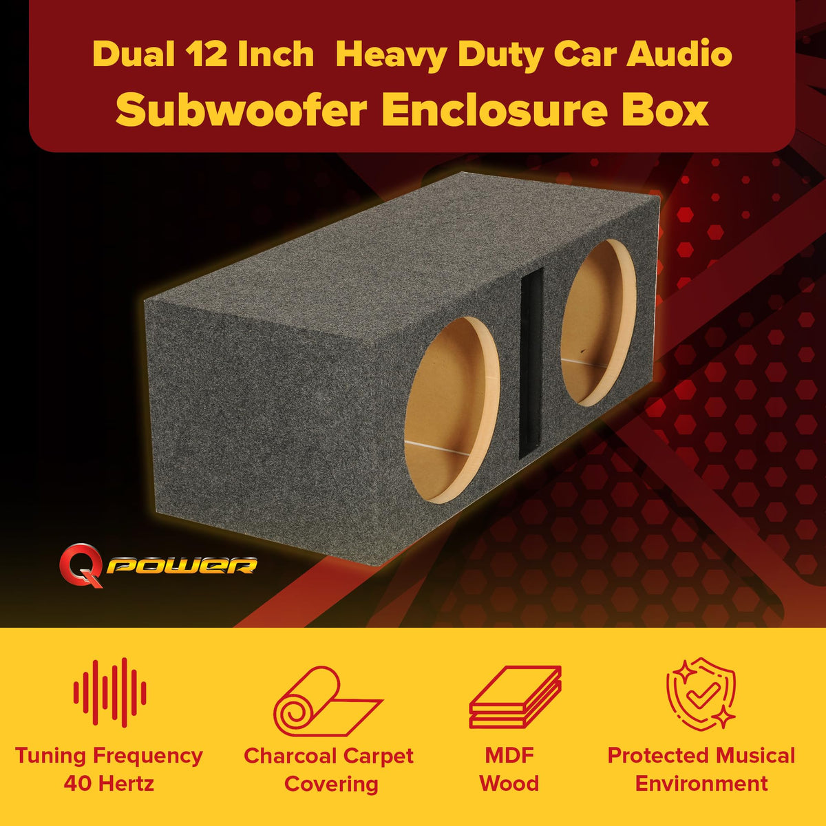 Dual 12" Car Audio Subwoofer Box T505