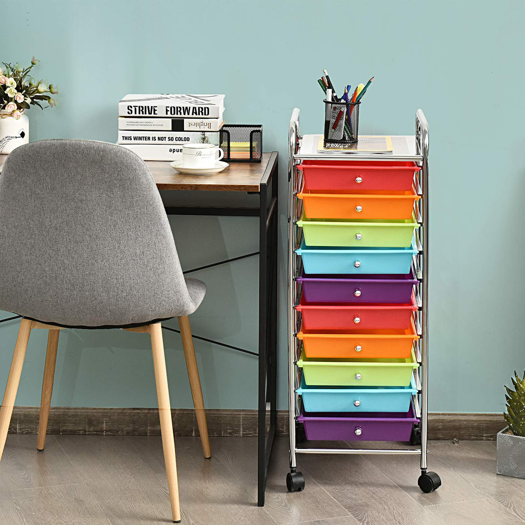 10 Drawer Rolling Cart with Lockable Wheels U73493