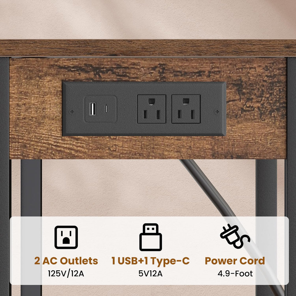 Tall Side Table with Charging Station P275