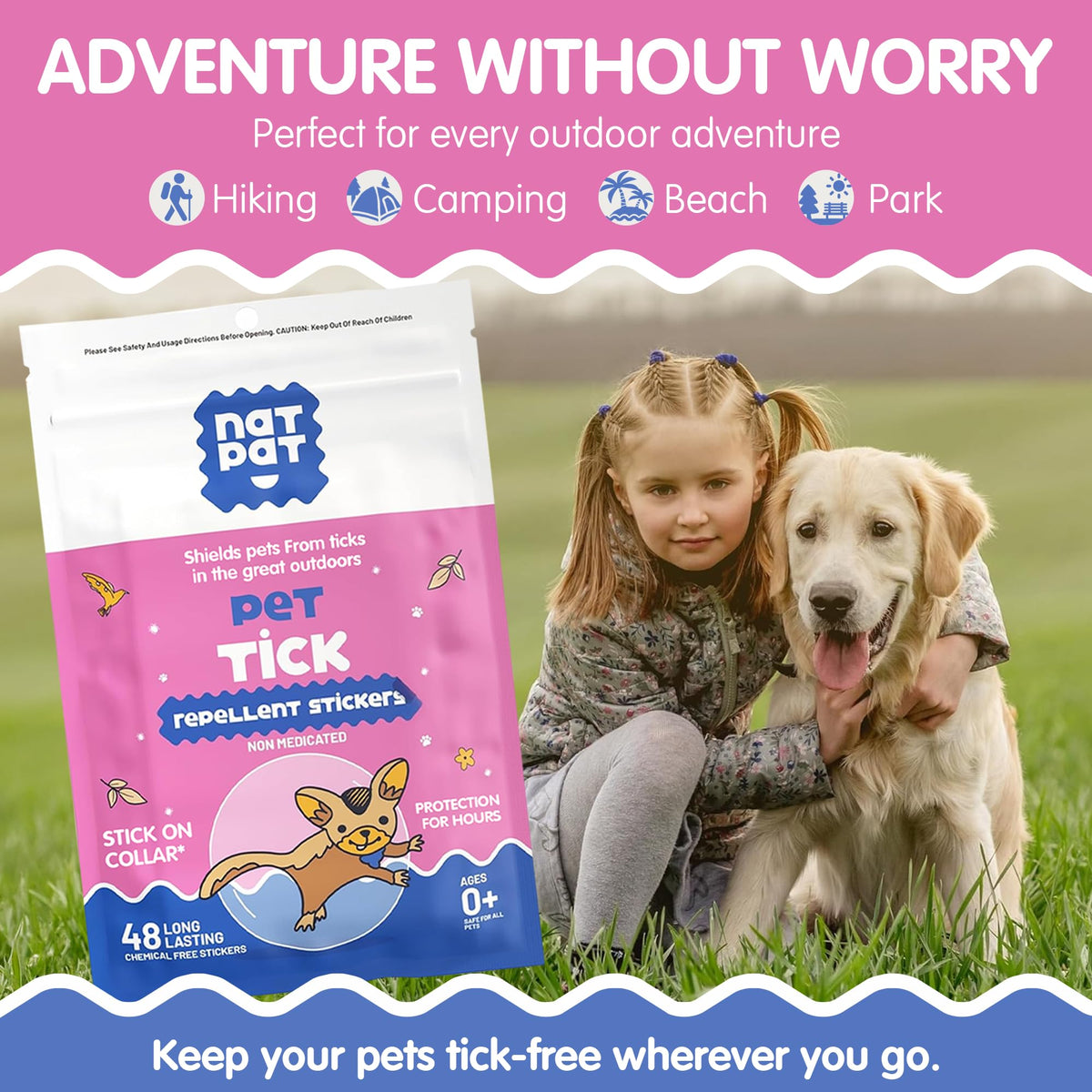 Tick Repellent Pet Patches for Dogs and Cats, 48 Count C413