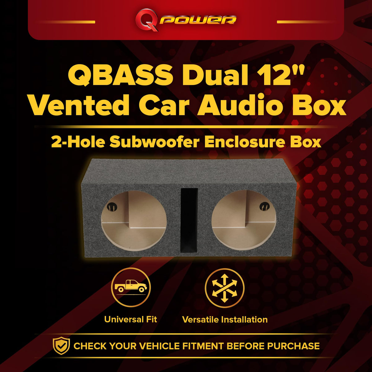 Dual 12" Car Audio Subwoofer Box T505
