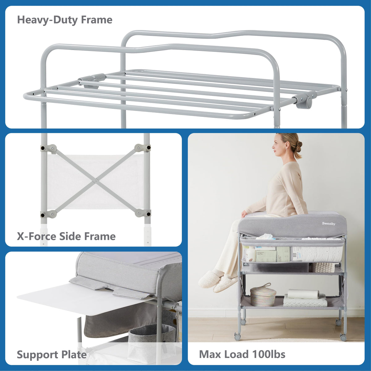 Portable Baby Changing Table with Waterproof Pad J2780