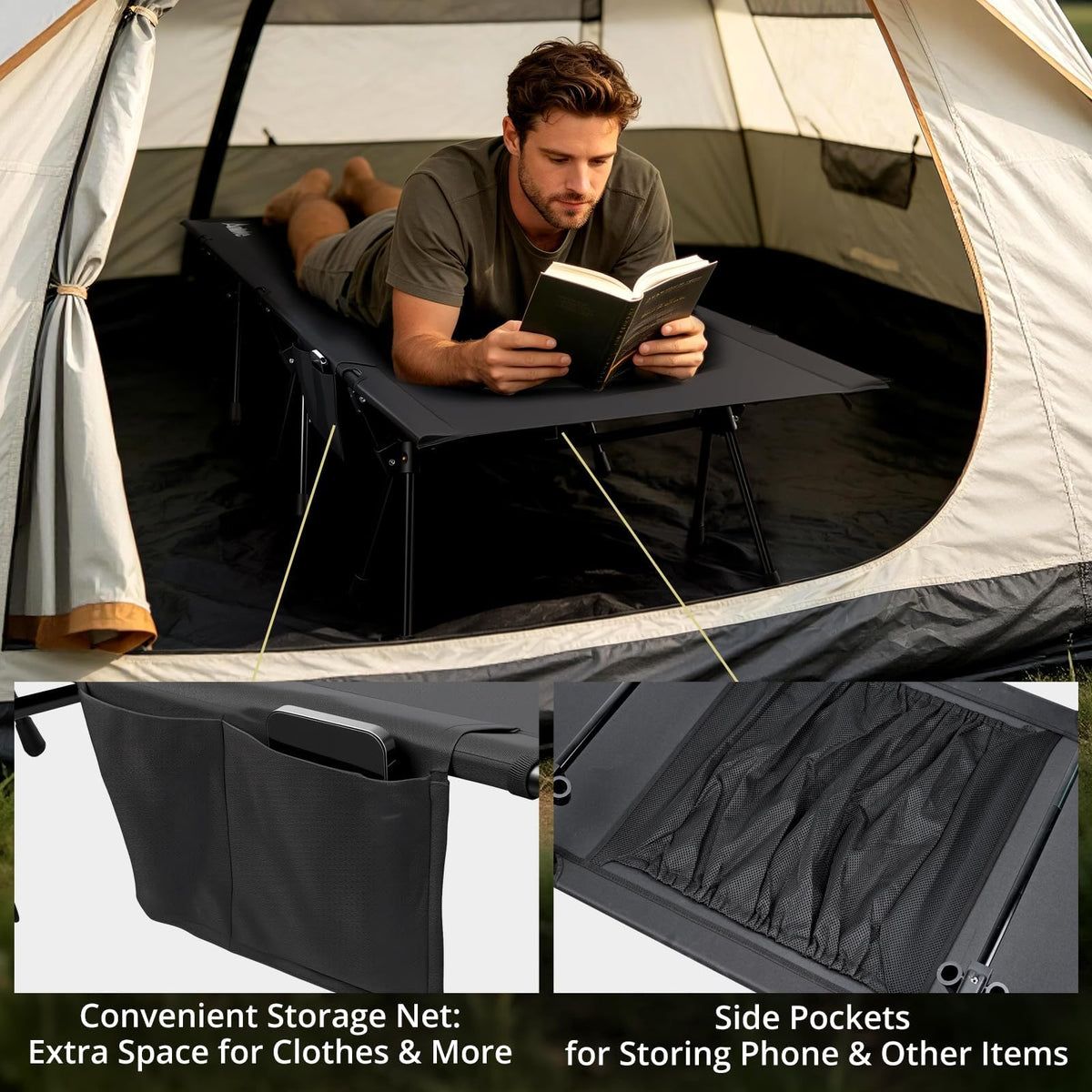 Height Adjustable Camping Cot 400 lbs F698
