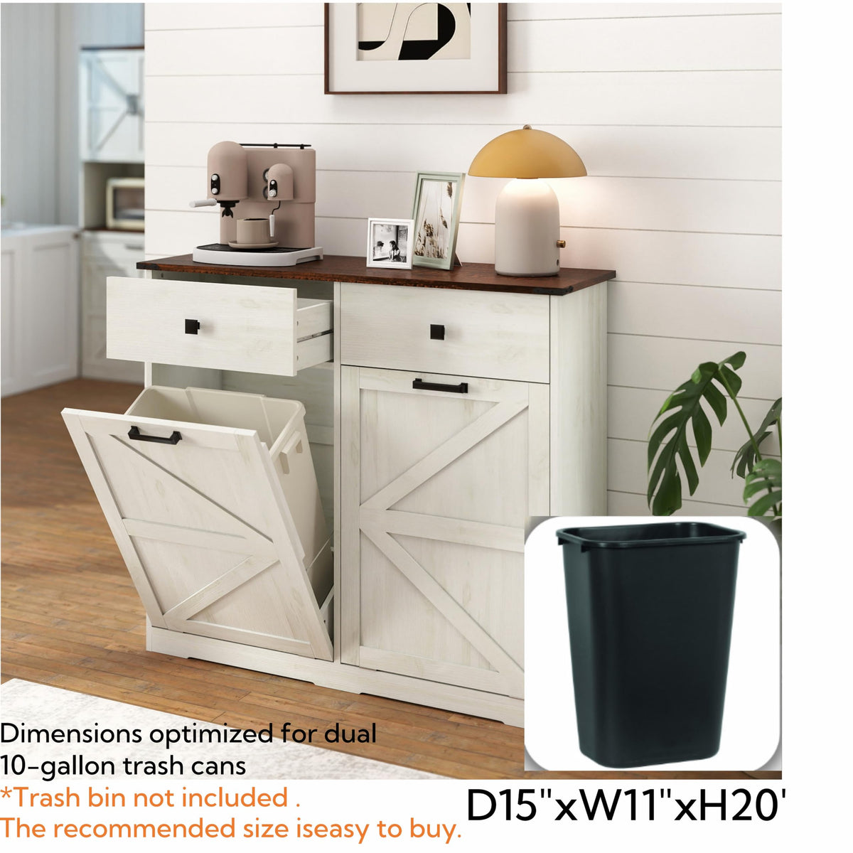 20 Gallon Tilt Out Trash Can Cabinet D743