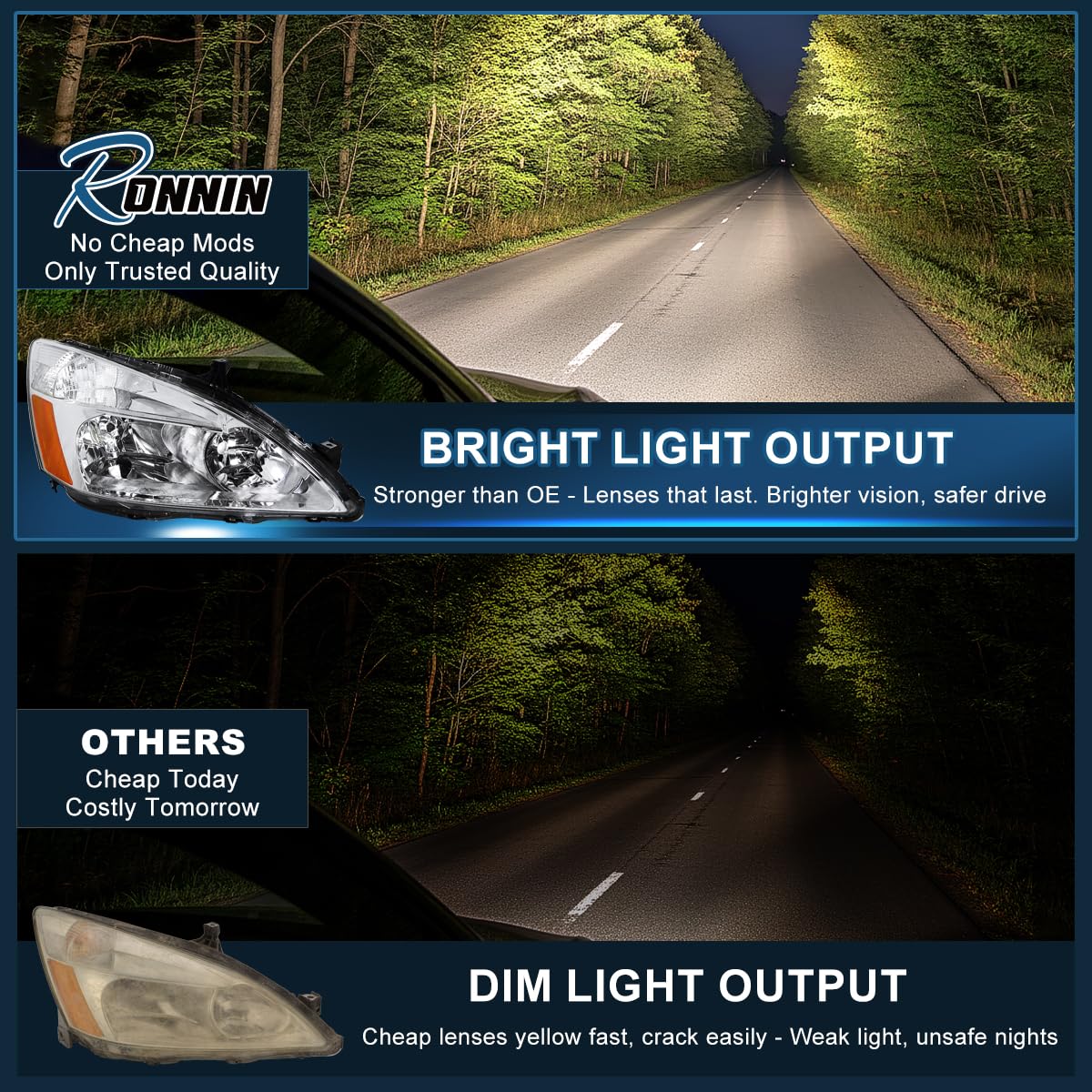 2003-2007 Honda Accord Sedan Coupe Headlights Left + Right V492
